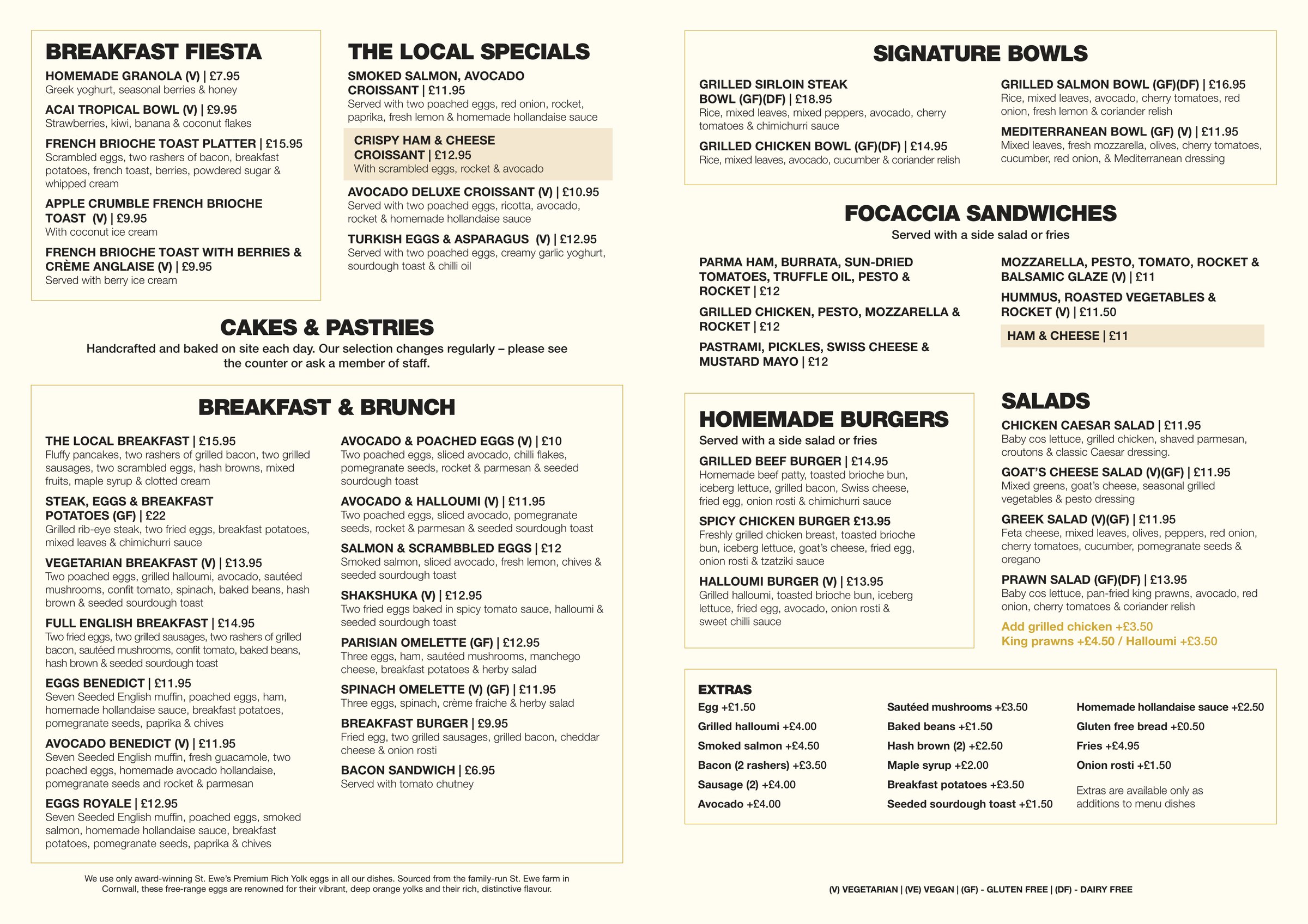 The Local Cafe & Bakehouse food menu